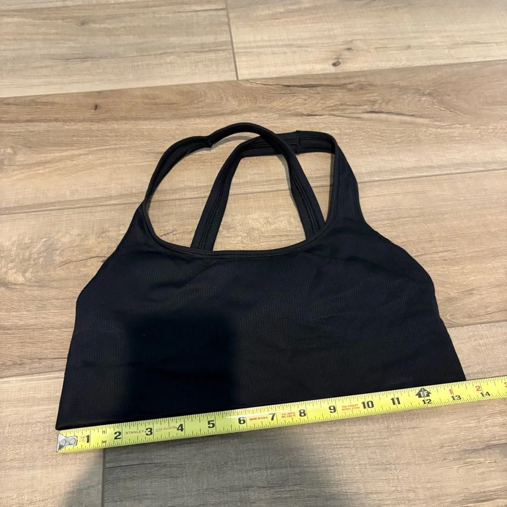 Athleta ribbed Strappy‎ back sports bra black size medium - Picture 6 of 6